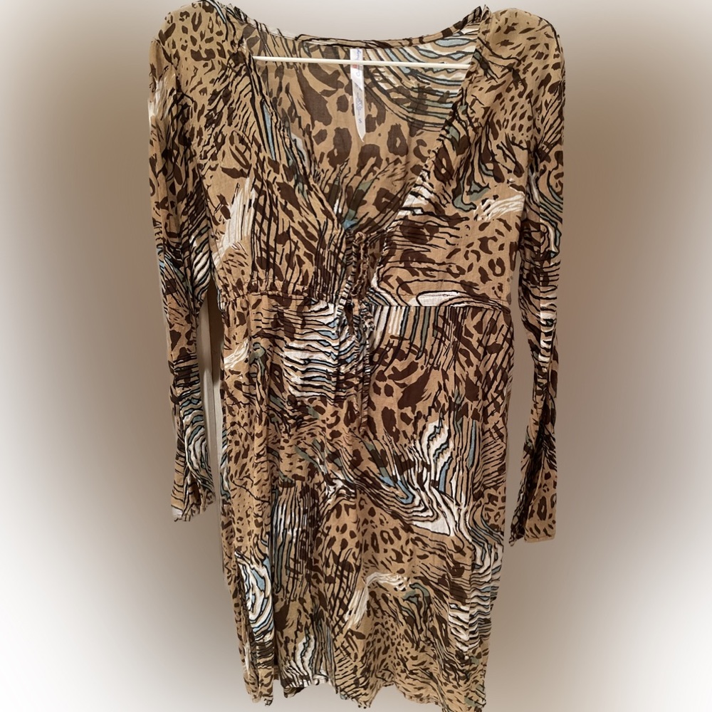 Leopard print cotton coverup/ sundress/ tunic top